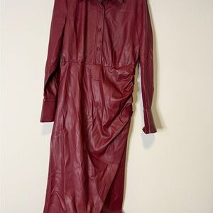 Avec Les Filles Deep Red Long Sleeve Dress